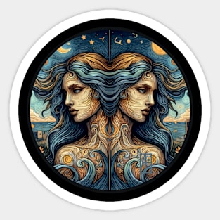 ZODIAC Gemini - Astrological GEMINI - GEMINI - ZODIAC sign - Van Gogh style - 16 Sticker